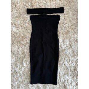Miss Guided Off Shoulder Bodycon Dress Black ( US 4 )